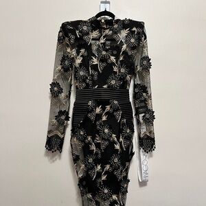 Zhivago Women's She's Famous Now Lace-Embroidered Midi-Dress - Black